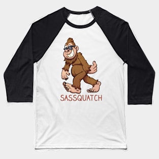 Sassquatch - Badass With An Attitude To Match  - White - Cartoon Baseball T-Shirt